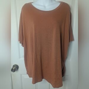 Terra & Sky Women Rust Orange Plus Short Sleeve Relaxed Crew Tee Shirt 2X 20-22W